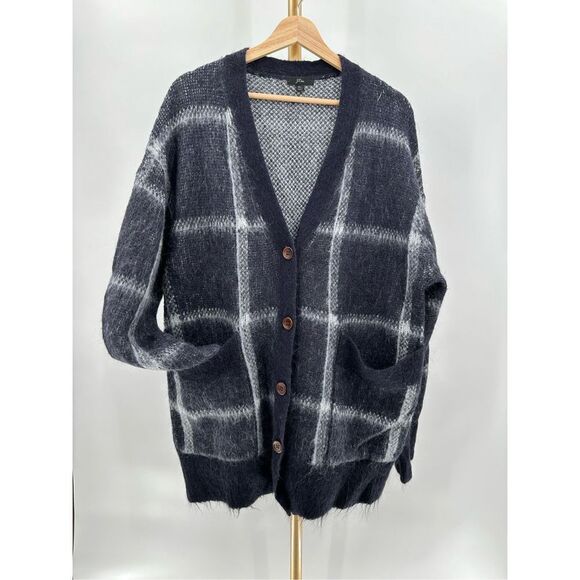 J. Crew windowpane navy white cardigan - Picture 7 of 7